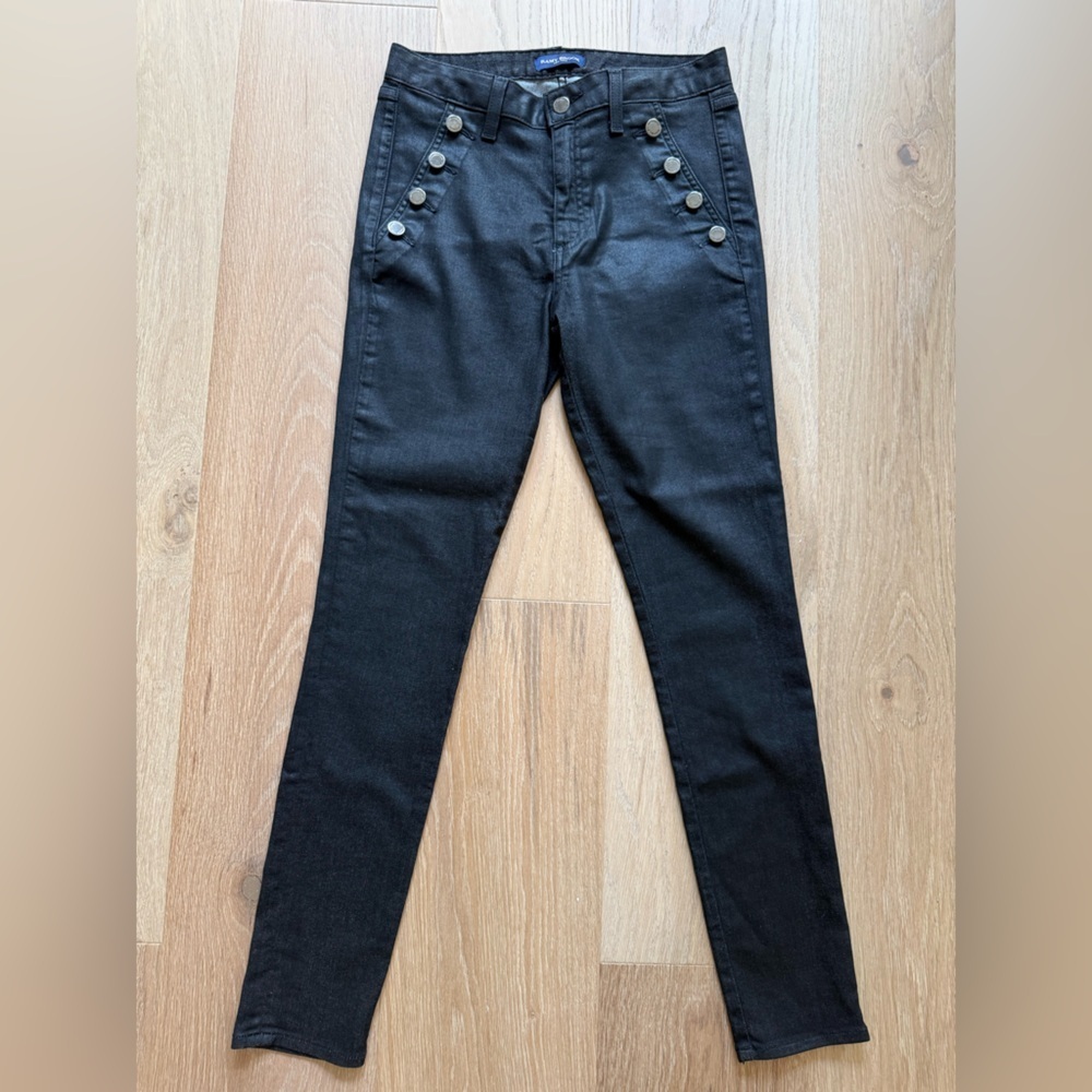 Ramy Brook Black High-Rise Skinny Jeans with Button Accent
